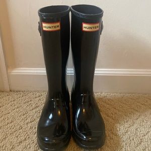 Hunter big kids black rain boots